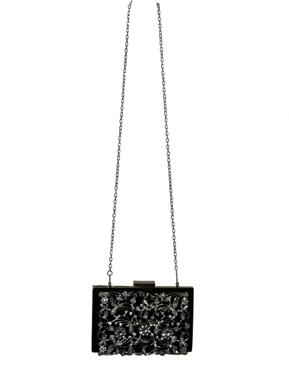 Chelsea Moreland Rhinestone Filigree Evening Clutch Bag Purse Chain Strap Event